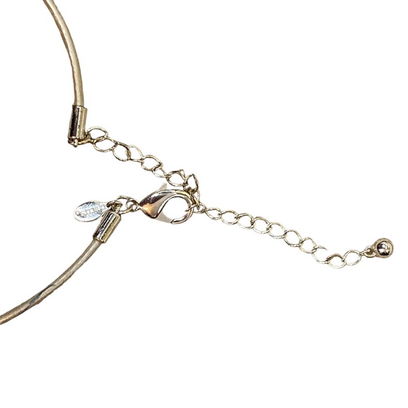 Chicos Chunky Stamped Gold Statement Choker Necklace - Picture 2 of 3